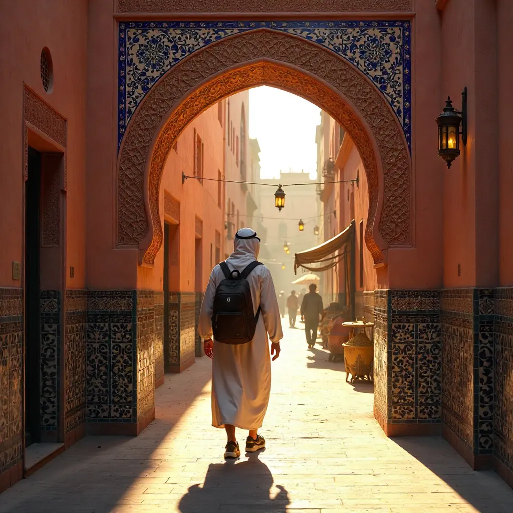 Traveler Through Marrakesh Archway of Light