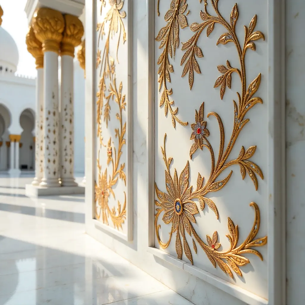 Detailed Floral Marquetry in Sheikh Zayed Mosque