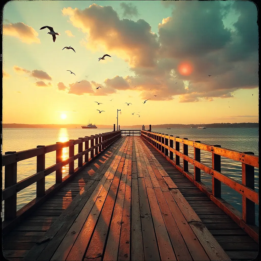 Serene Vintage Geelong Pier at Sunset