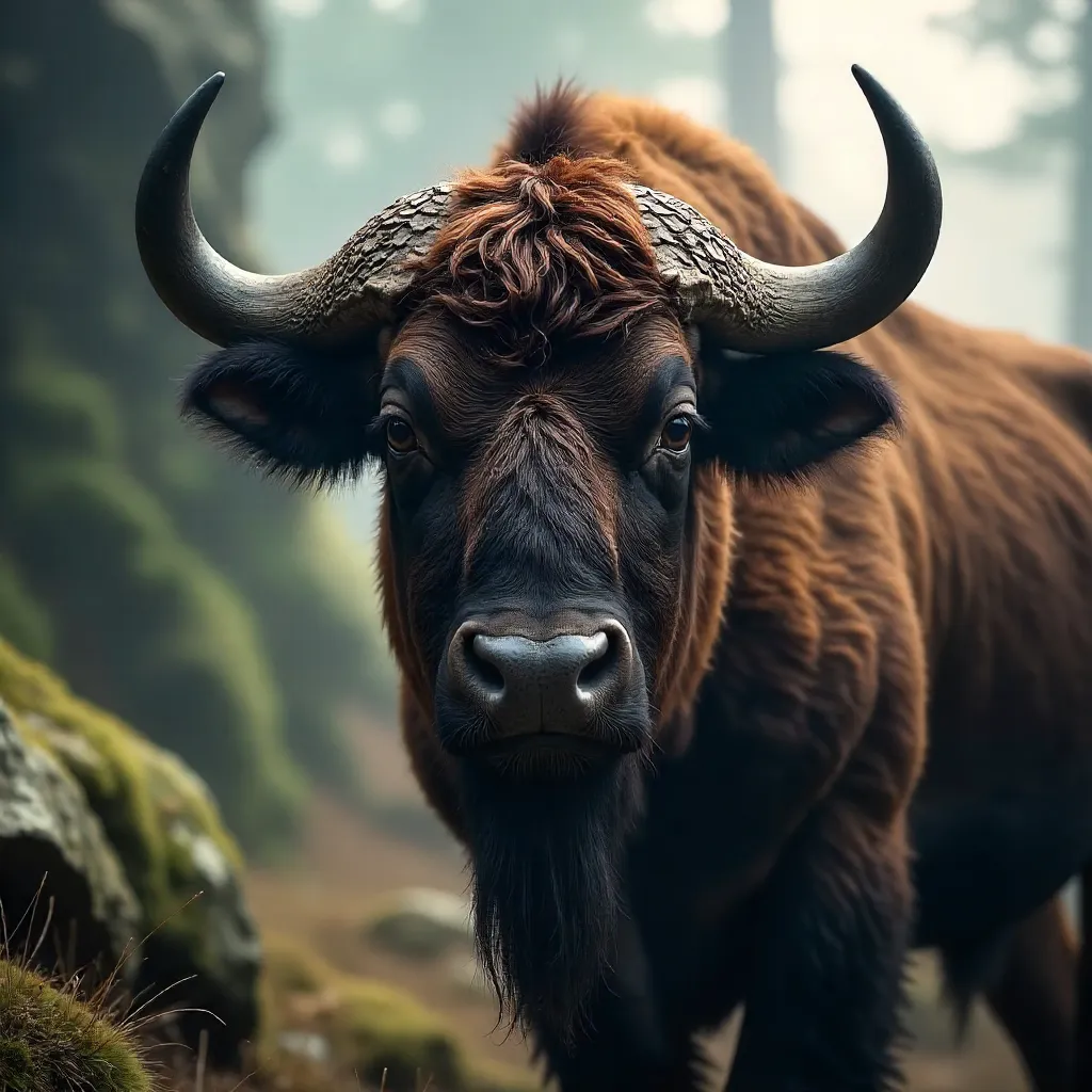 Intense Gaze of a European Bison in Hațeg