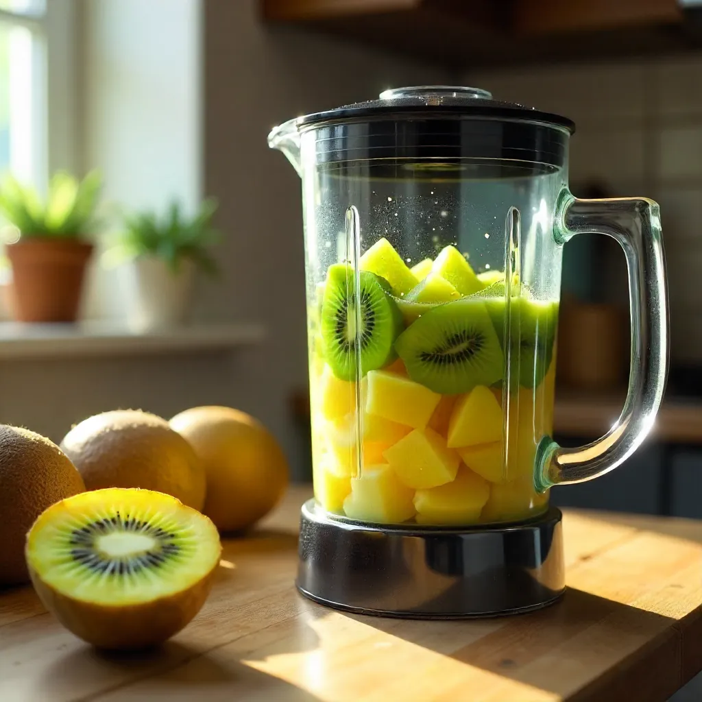 Cozy Kitchen Blender: Kiwi-Pineapple Smoothie Prep