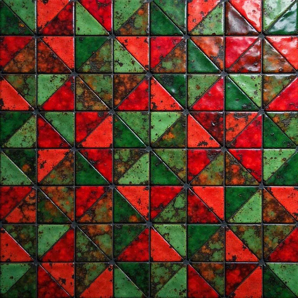 Vibrant Red-Green Mosaic Background Pattern
