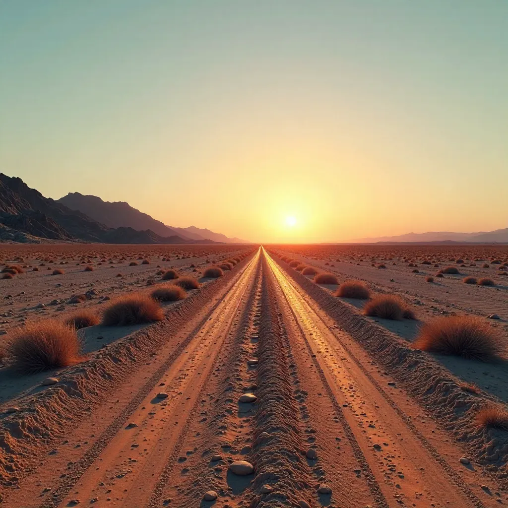 Dawn on a Desolate Desert Road