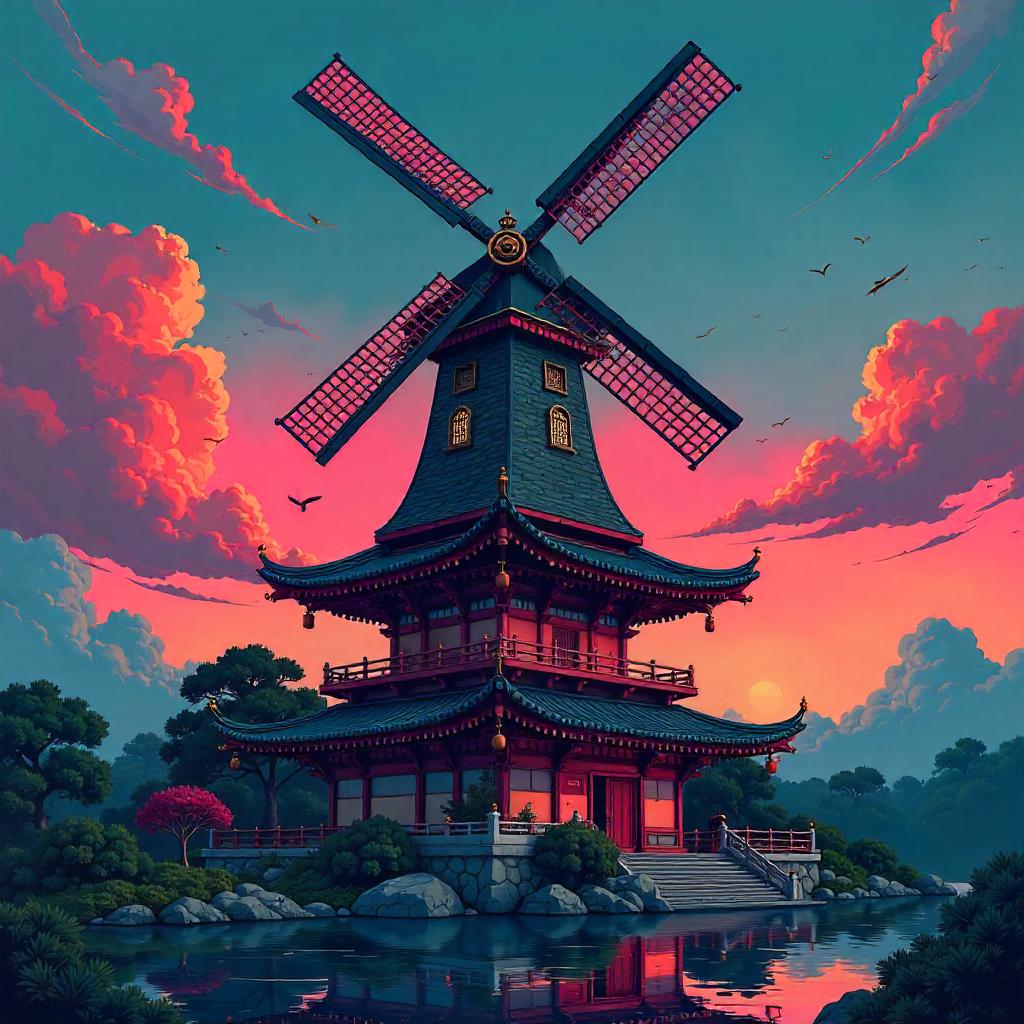 Windmill atop a Pagoda: Comic Panel Fantasy