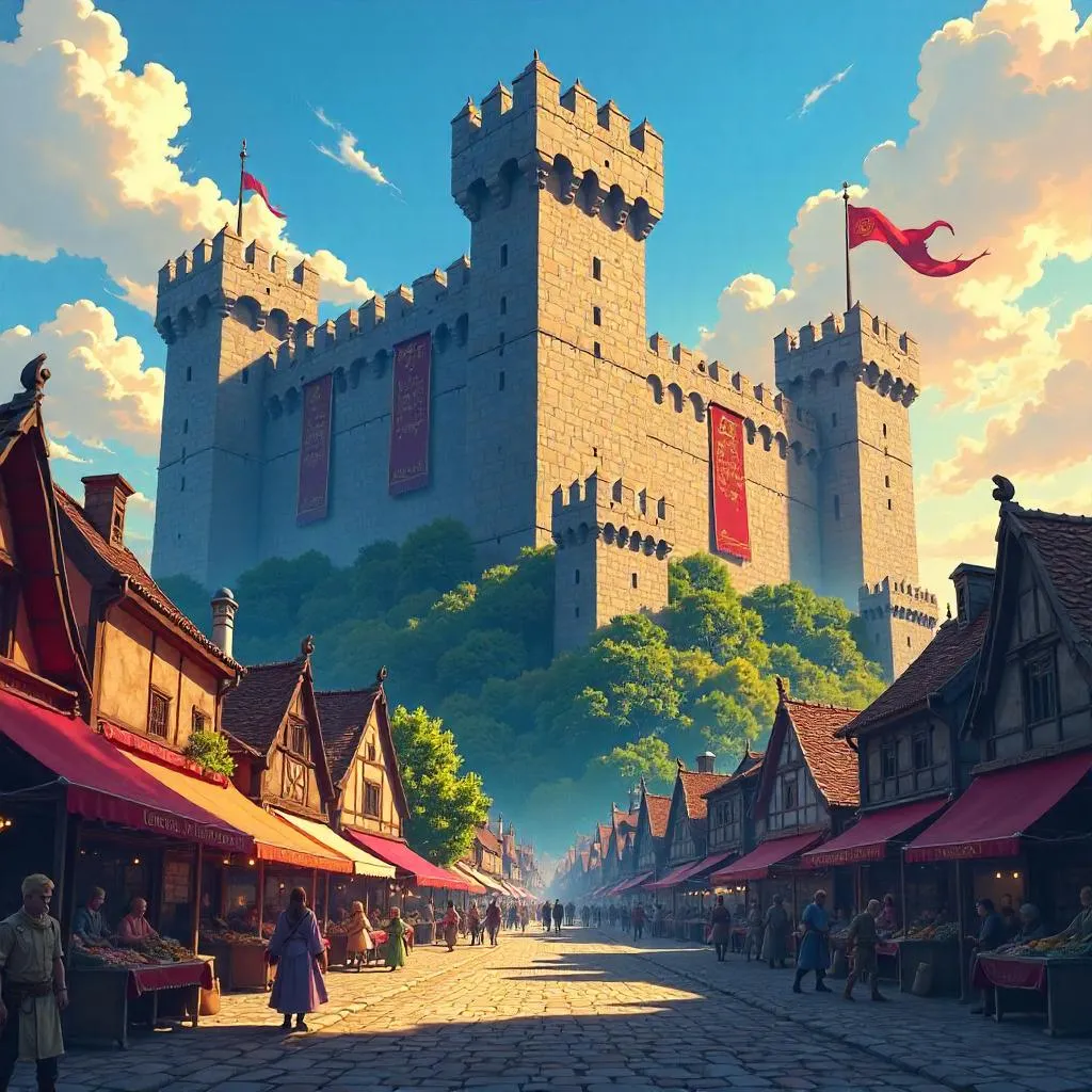 Fortress in the Town Square - Anime Style