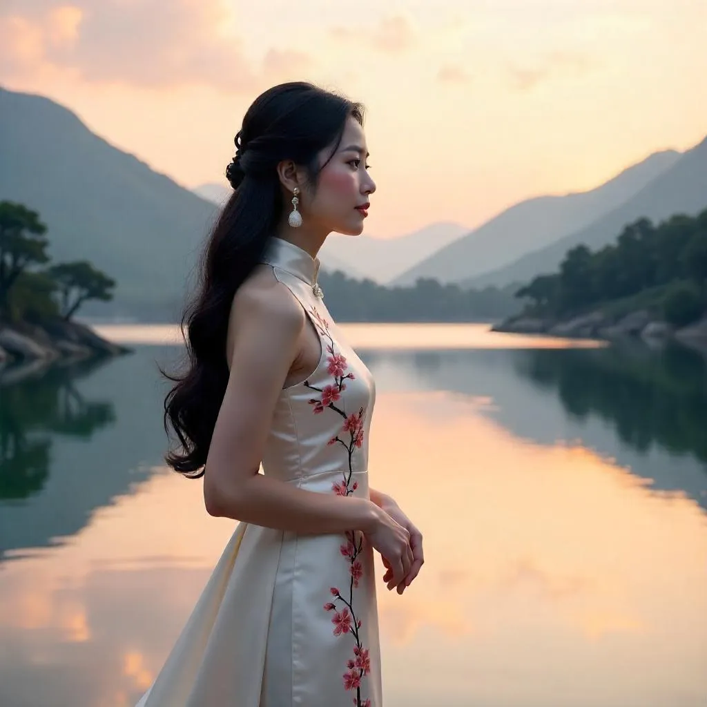 Serene Elegance by the Lake at Golden Hour