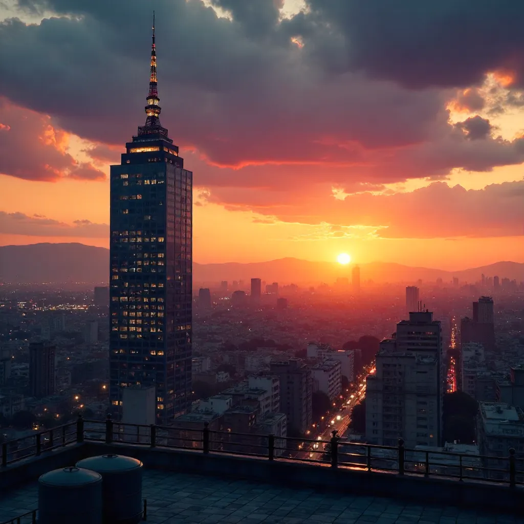 Sunset Over Torre Latinoamericana, Mexico City