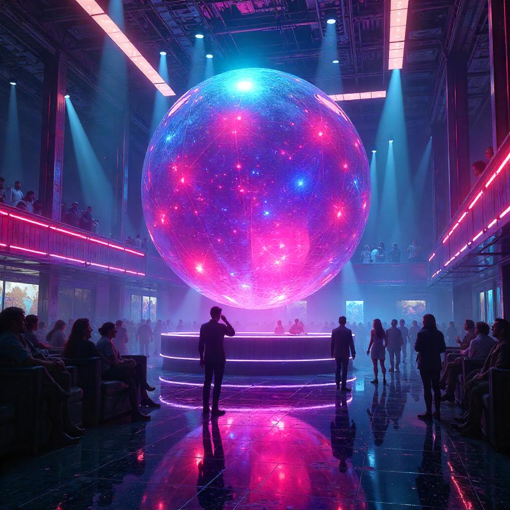 Cosmic Infinity Stone in a Neon Nightclub