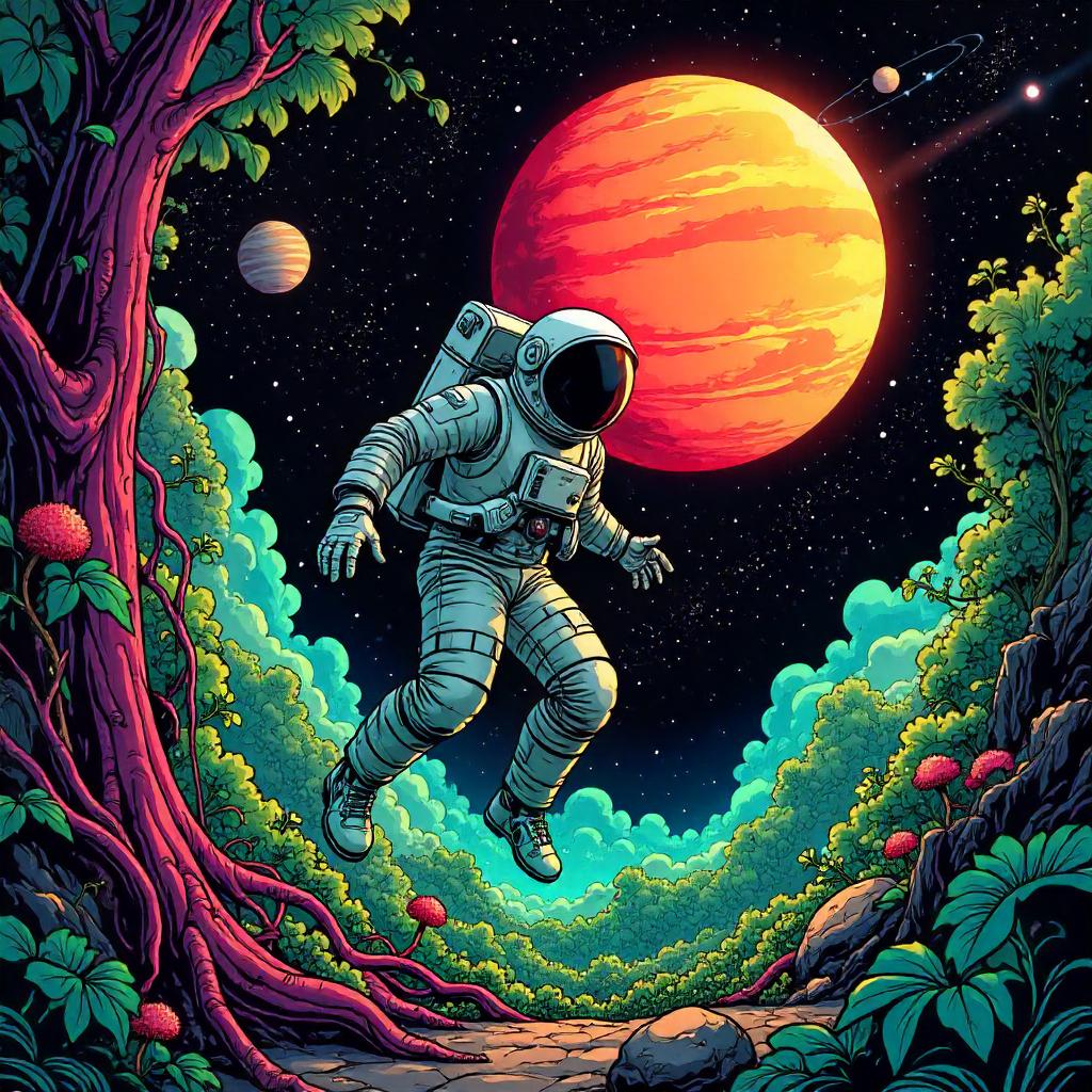 Cosmic Jungle: A Bold Space Comic Scene