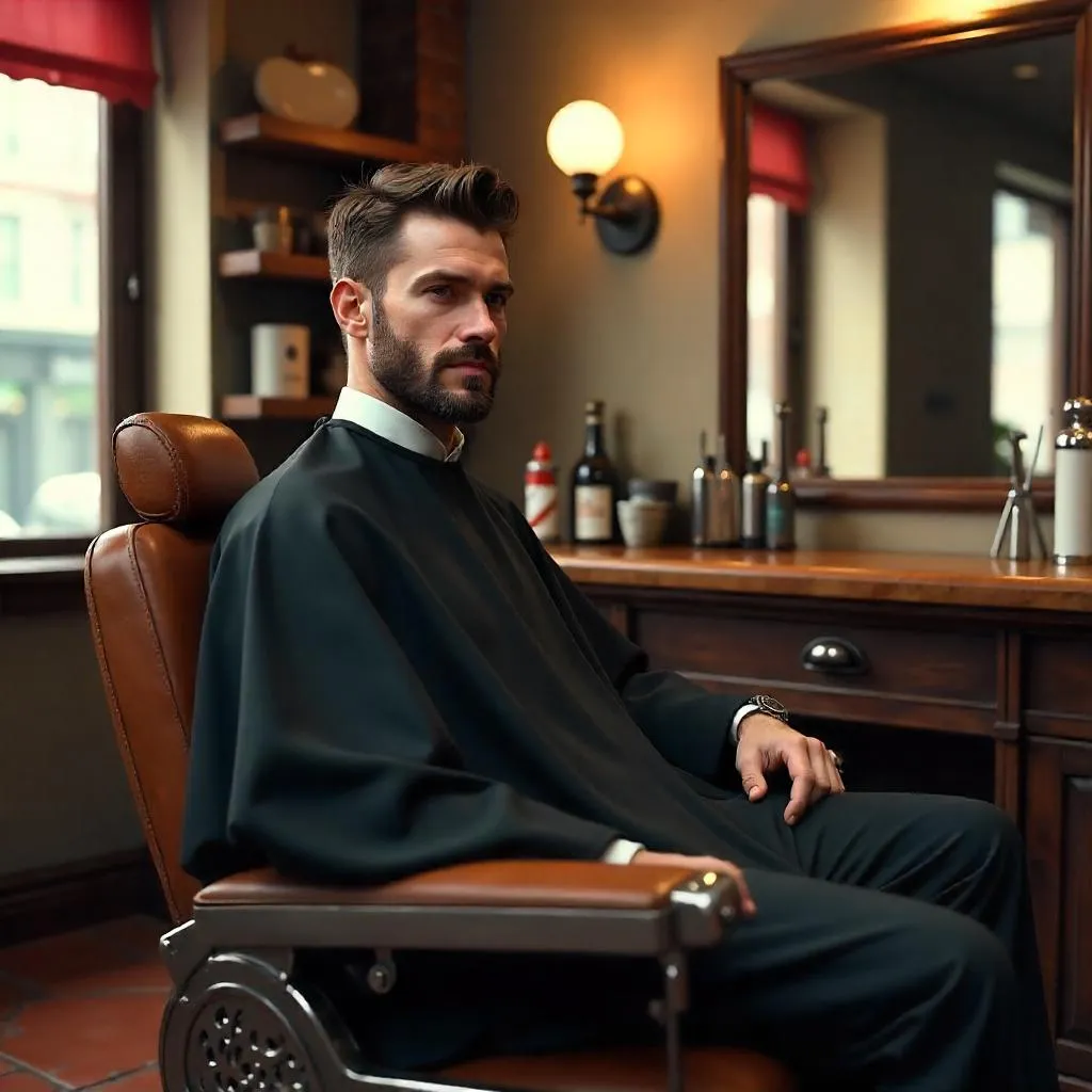 3D Render: Handsome White Man in a Barbershop