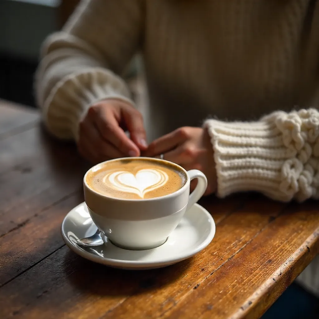 Cozy Latte Moment with Heart Latte Art
