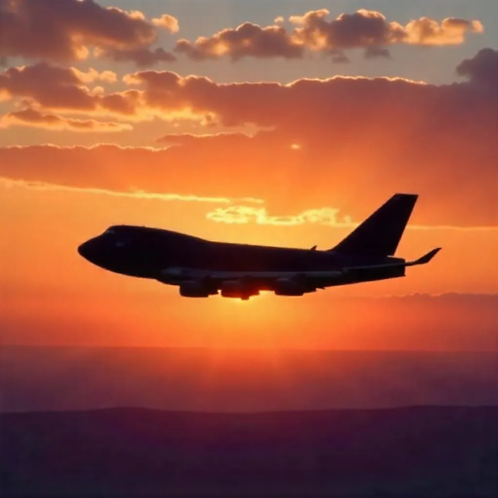 Silhouette of a Cargo Aircraft at Sunset