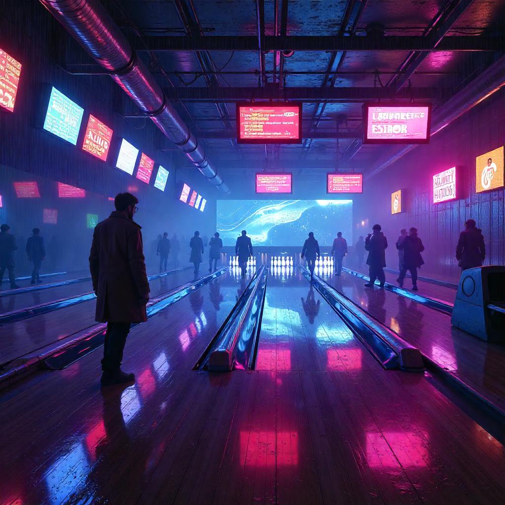 Neon Mist in a Cyberpunk Bowling Alley