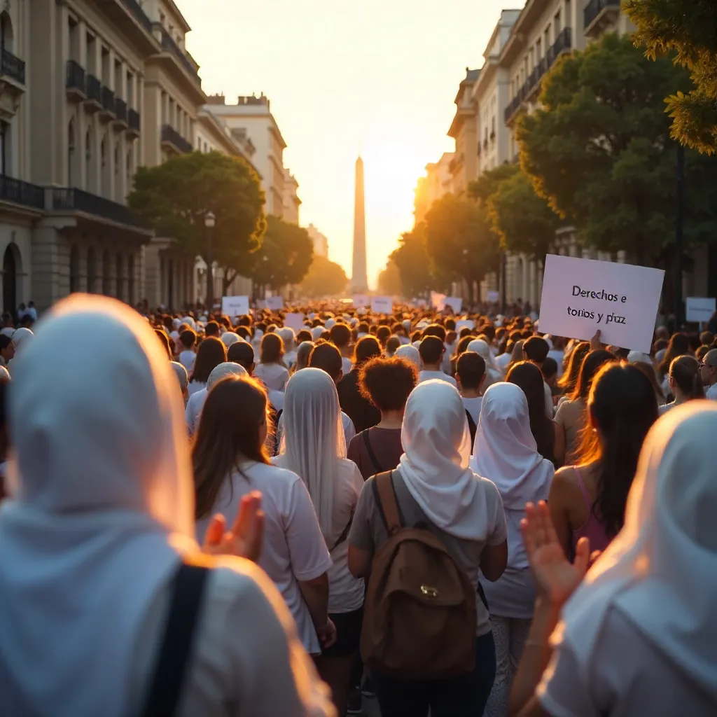 Peaceful White-Scarves Protest in Buenos Aires