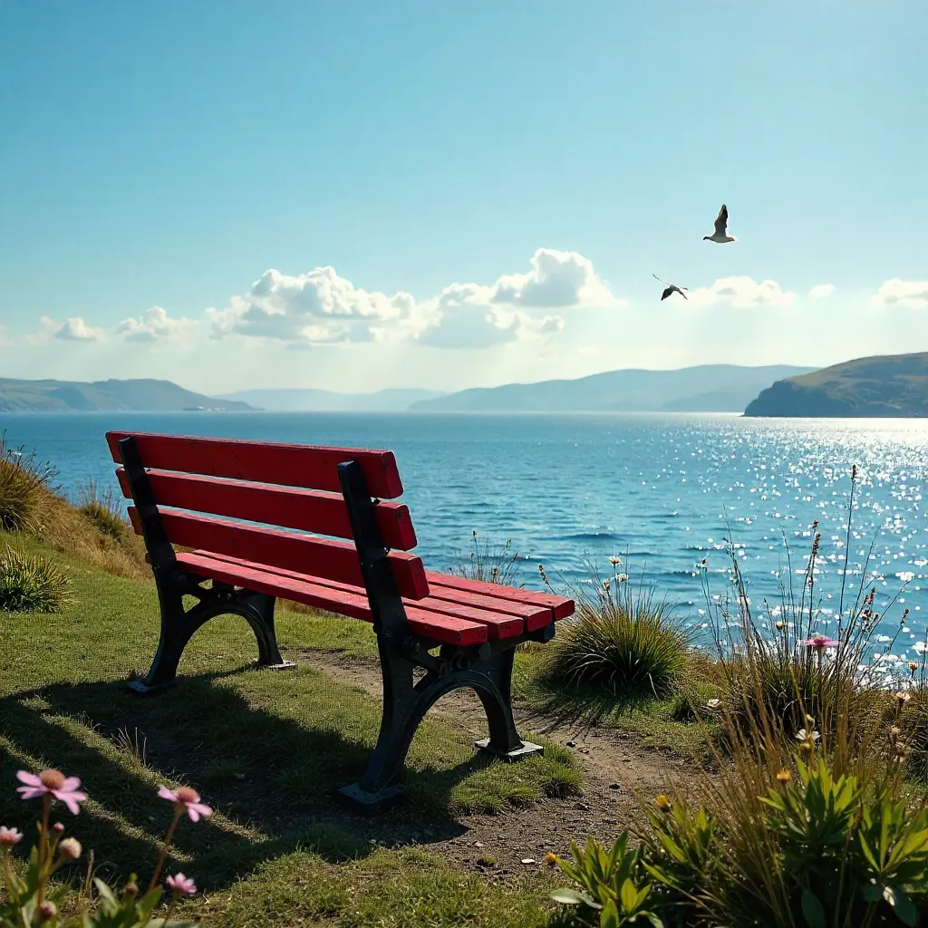 Red Bench Overlooking Cromarty Sea, Scotland