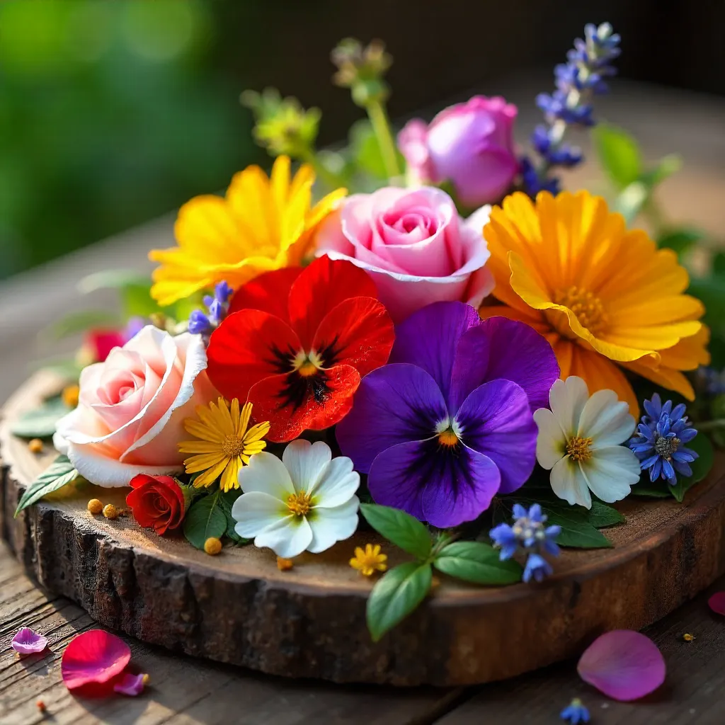 Bright Edible Flower Medley for Culinary Decoration