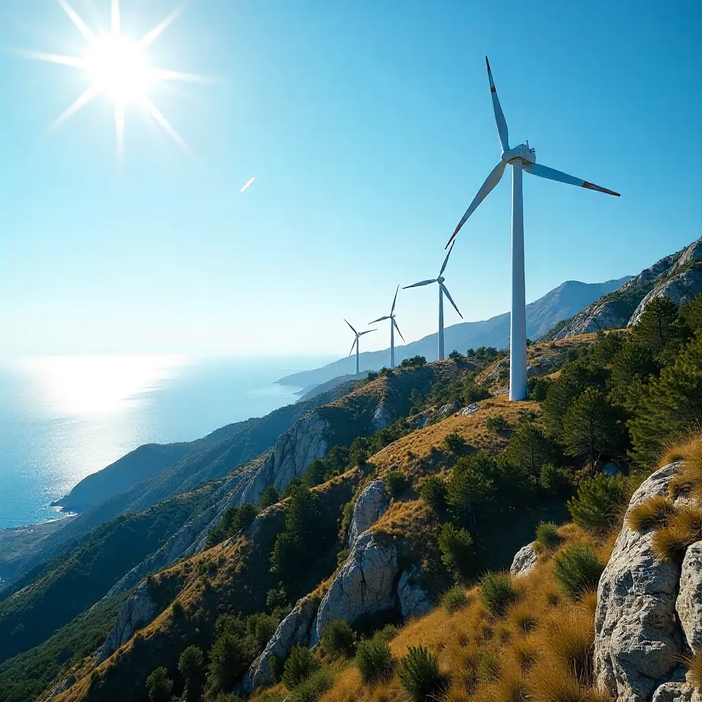 Aerial Wind Turbines Over İzmir Mountains