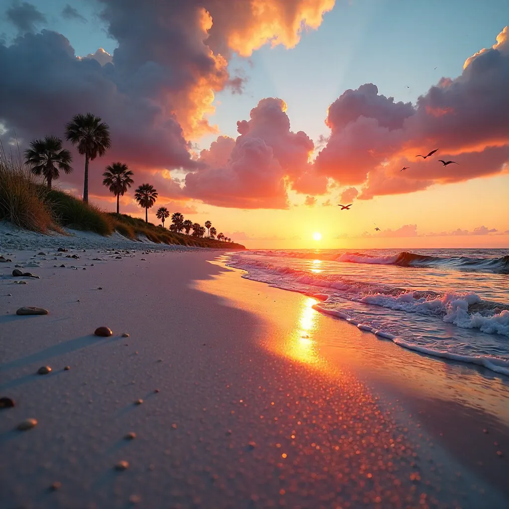 Ormond Beach Sunset: Peaceful Waves and Vibrant Sky