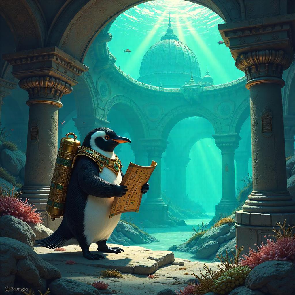 Penguin in Atlantean Ruins Concept Art