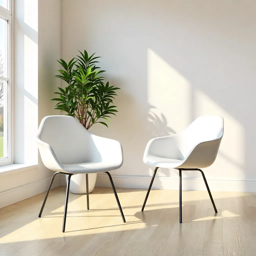 Two White Chairs in a Sunlit Minimalist Interior