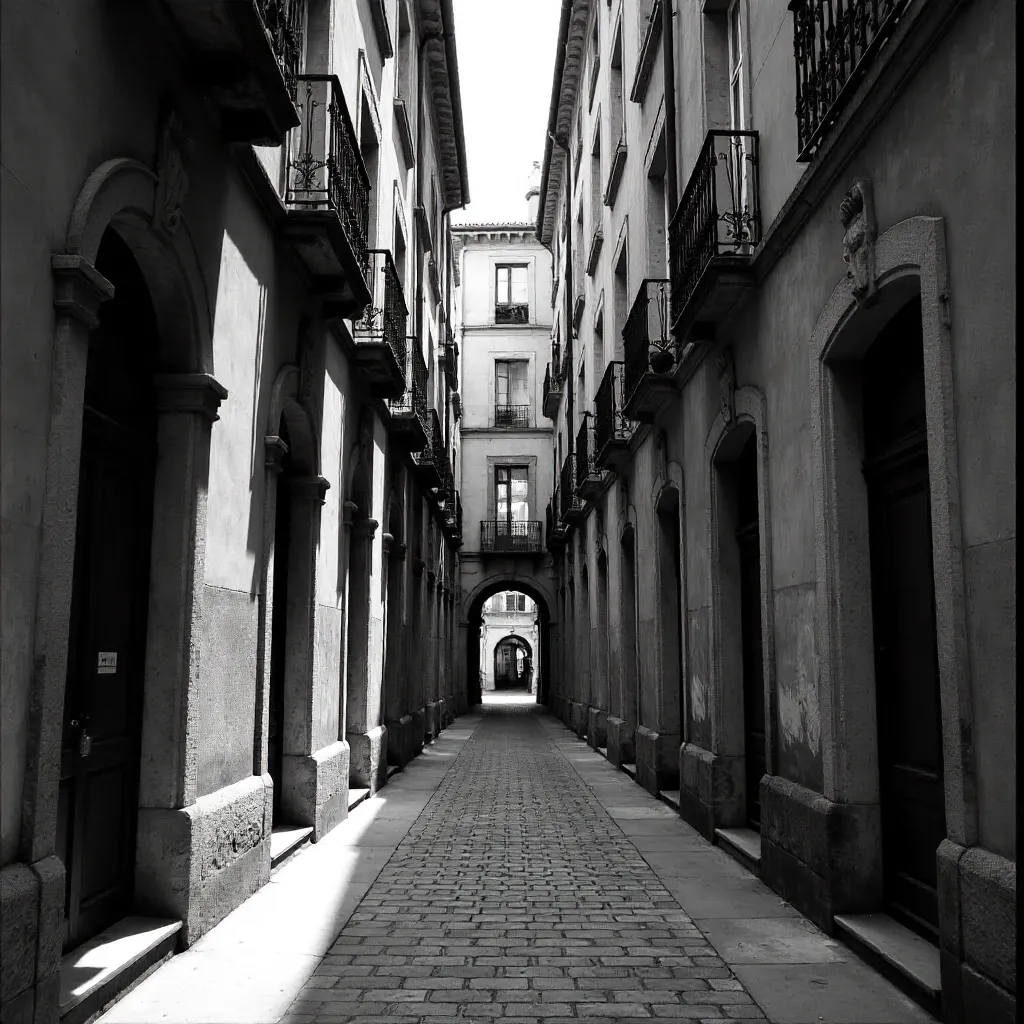 Lyon Alley in Black and White: Historic Architecture