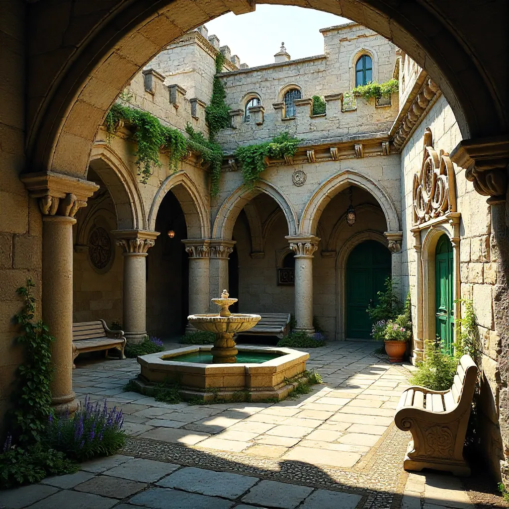 Charming Courtyard of a Medieval Castle
