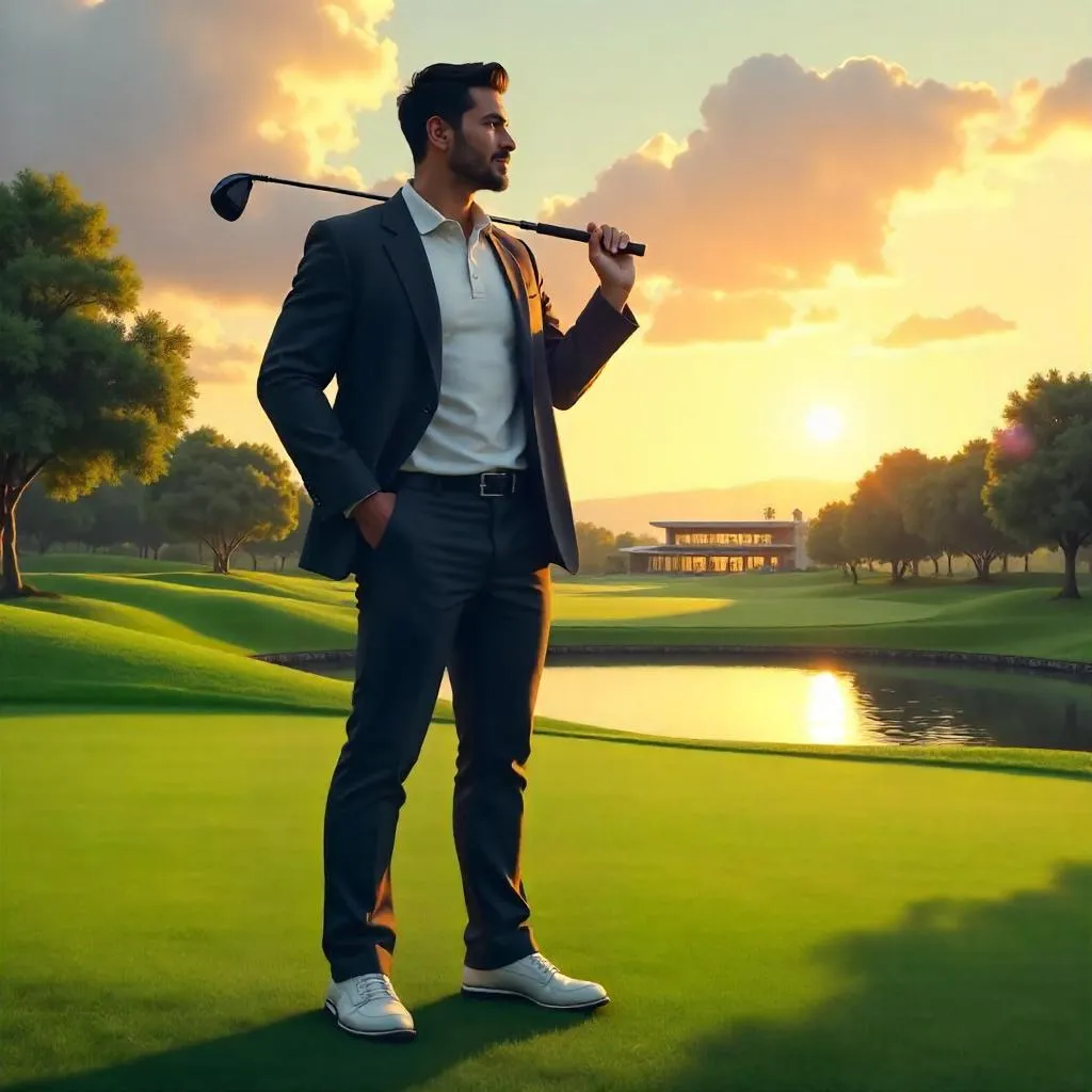 Professional Latino Man on a Golf Course – Concept Art
