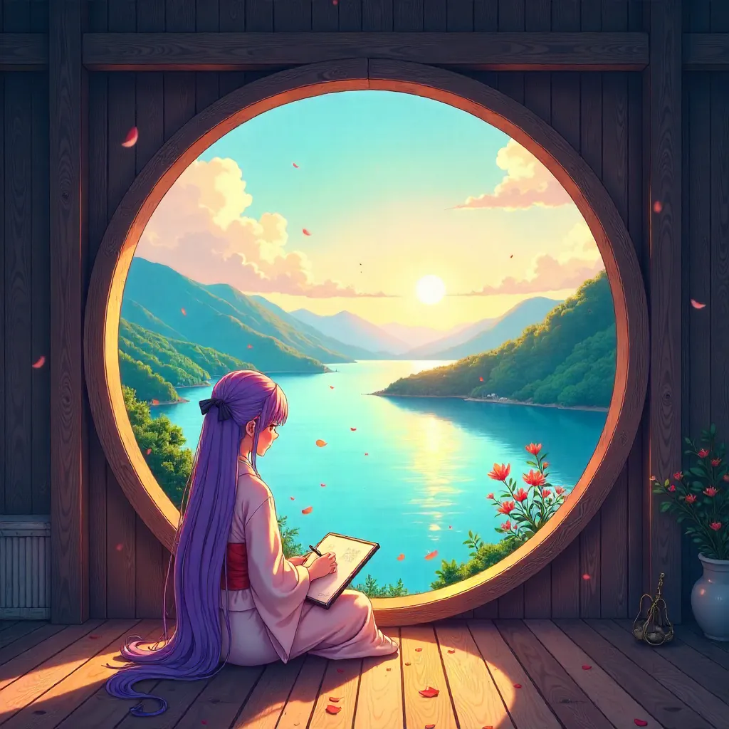 Inside a Windmill Overlooking a Lake (Anime)