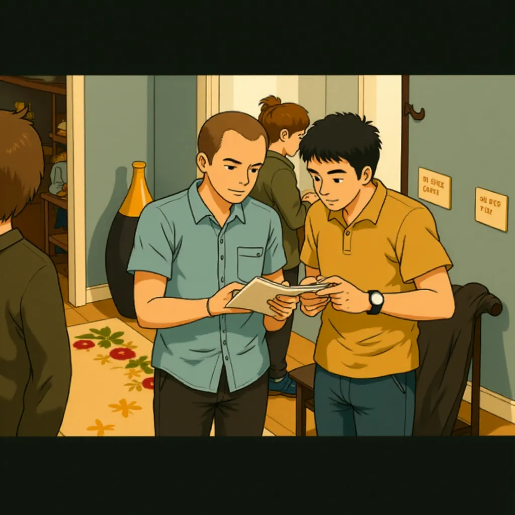 Sev Ohanian and Aneesh Chaganty on the set of Searching (2018) - Anime style