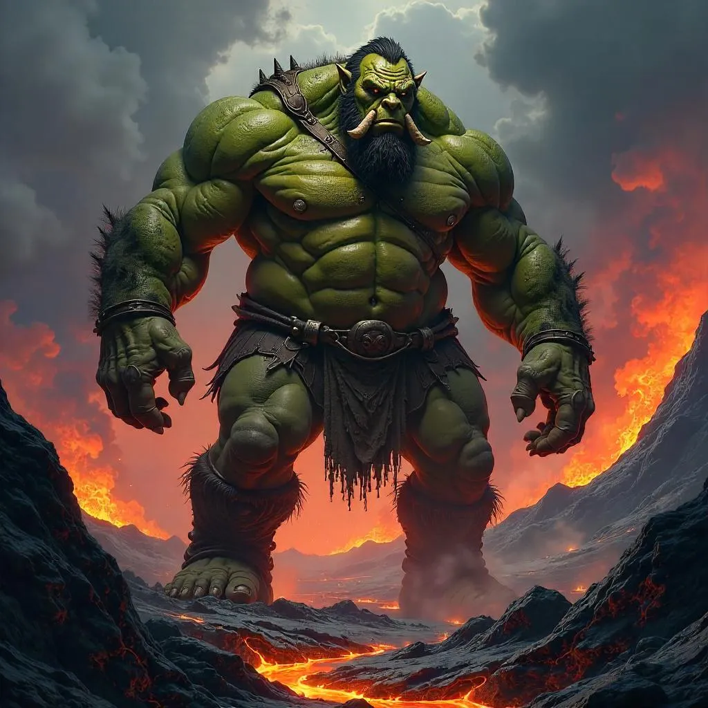 Ogre Concept Art on Volcanic Rocks