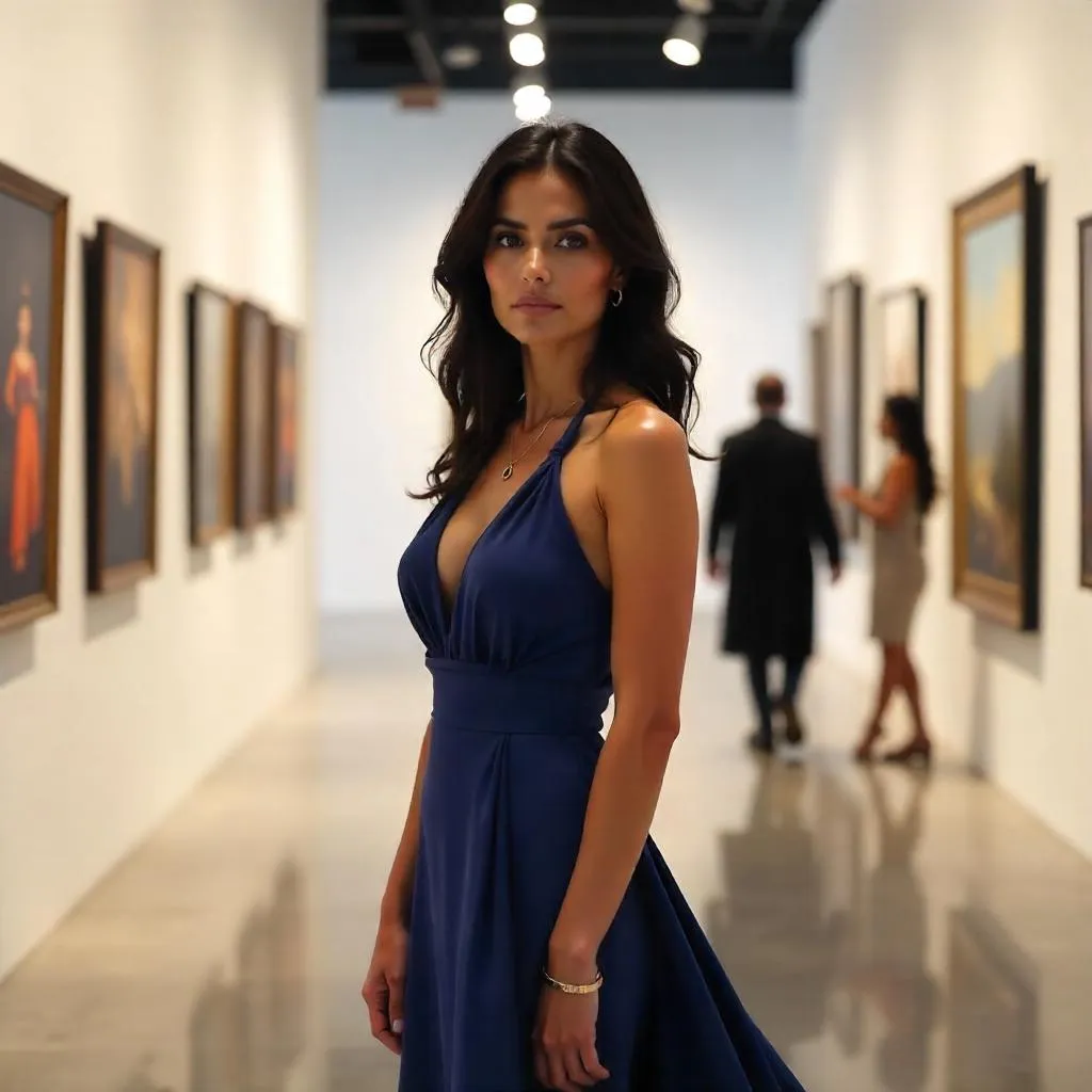 Portrait of a Middle Eastern Woman in an Art Gallery