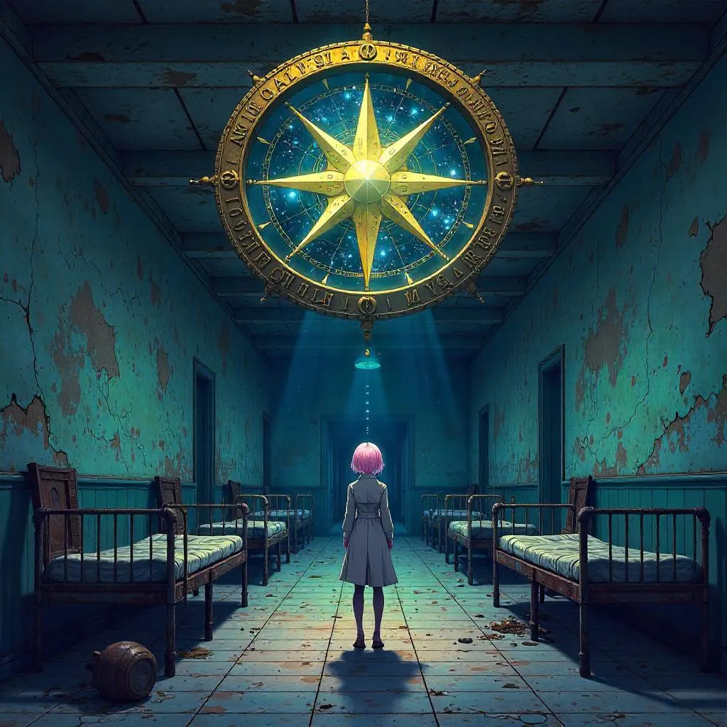 Celestial Compass in a Desolate Asylum (Anime Style)