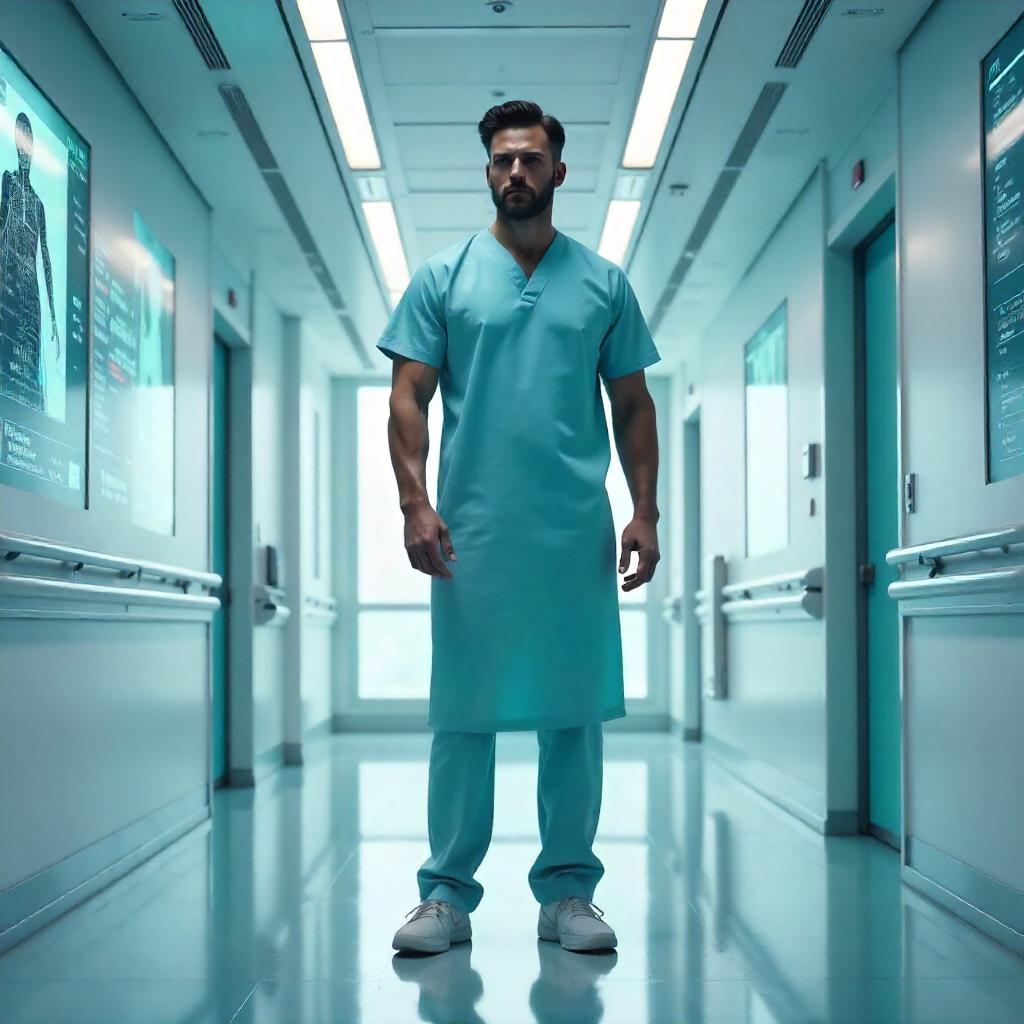 Handsome Man in a Futuristic Hospital – Concept Art