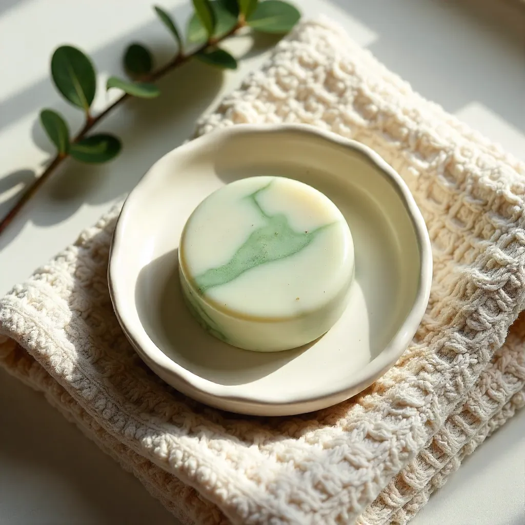 Top-View Spa Soap Dish on Textured Towels