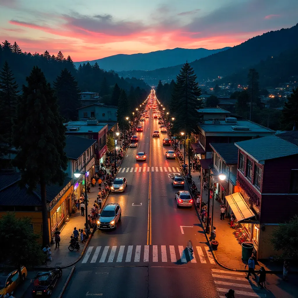 Aerial Twilight Crossing on Session Road, Baguio