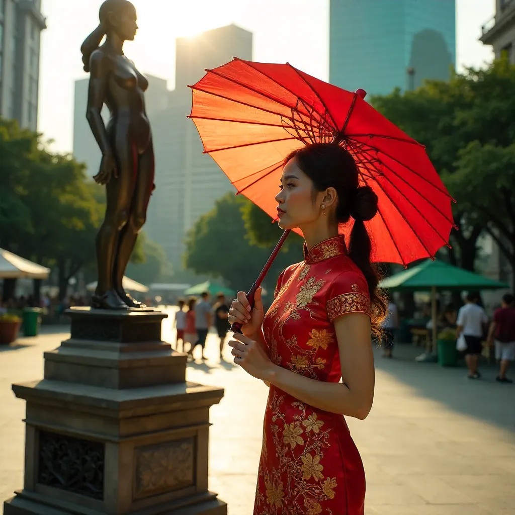Red Umbrella in Jakarta: Qipao Grace