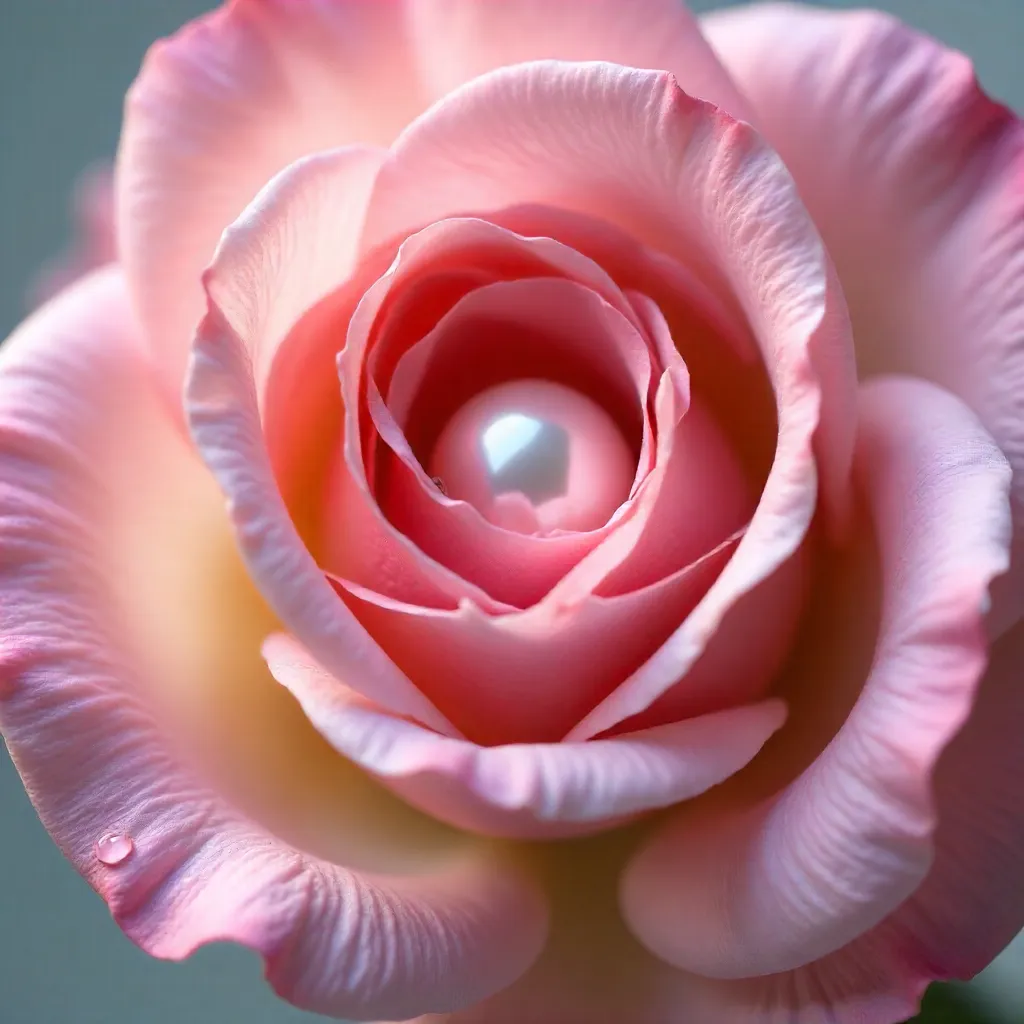 Pearl Nestled Within a Delicate Pink Rose (Macro)