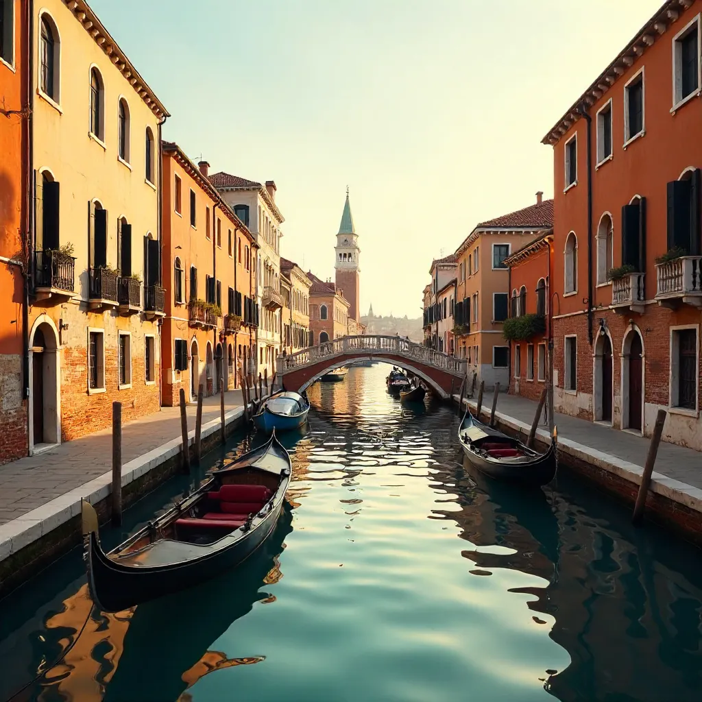Charming Venetian Canal at Golden Hour