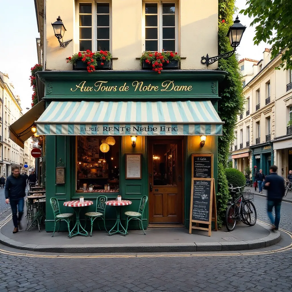 Front View of Aux Tours de Notre Dame Café, Paris