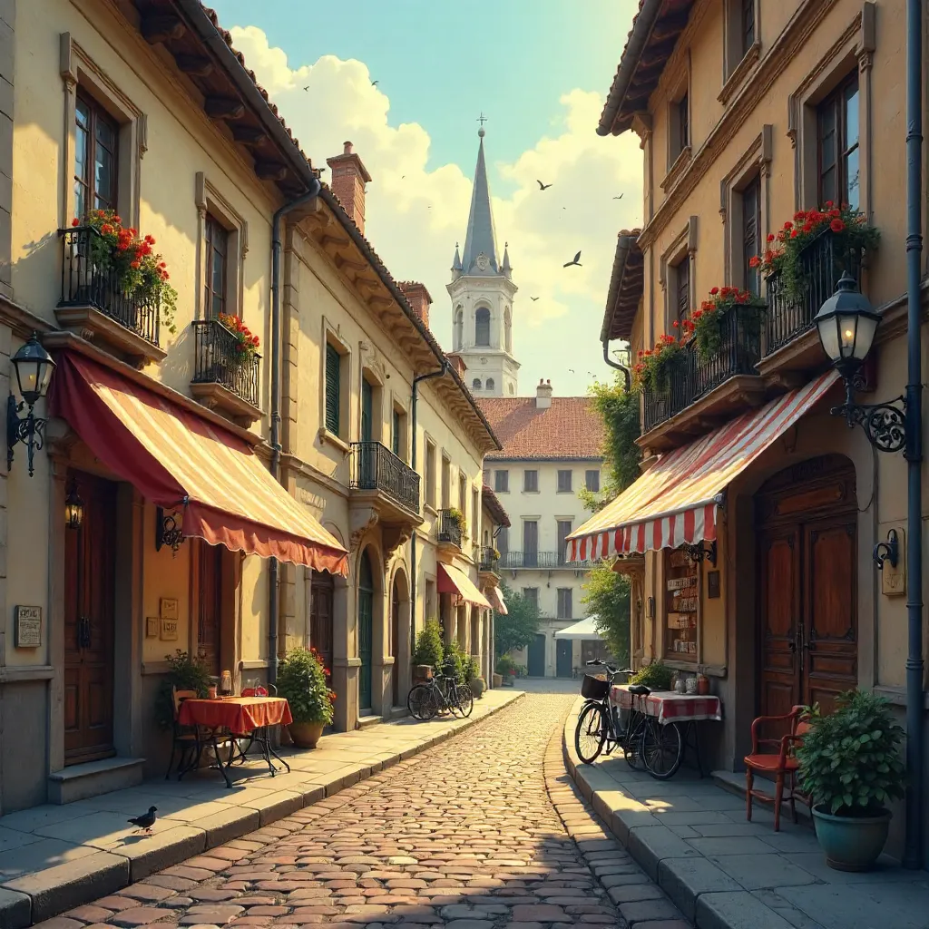 Timeless European Street with Vintage Architecture
