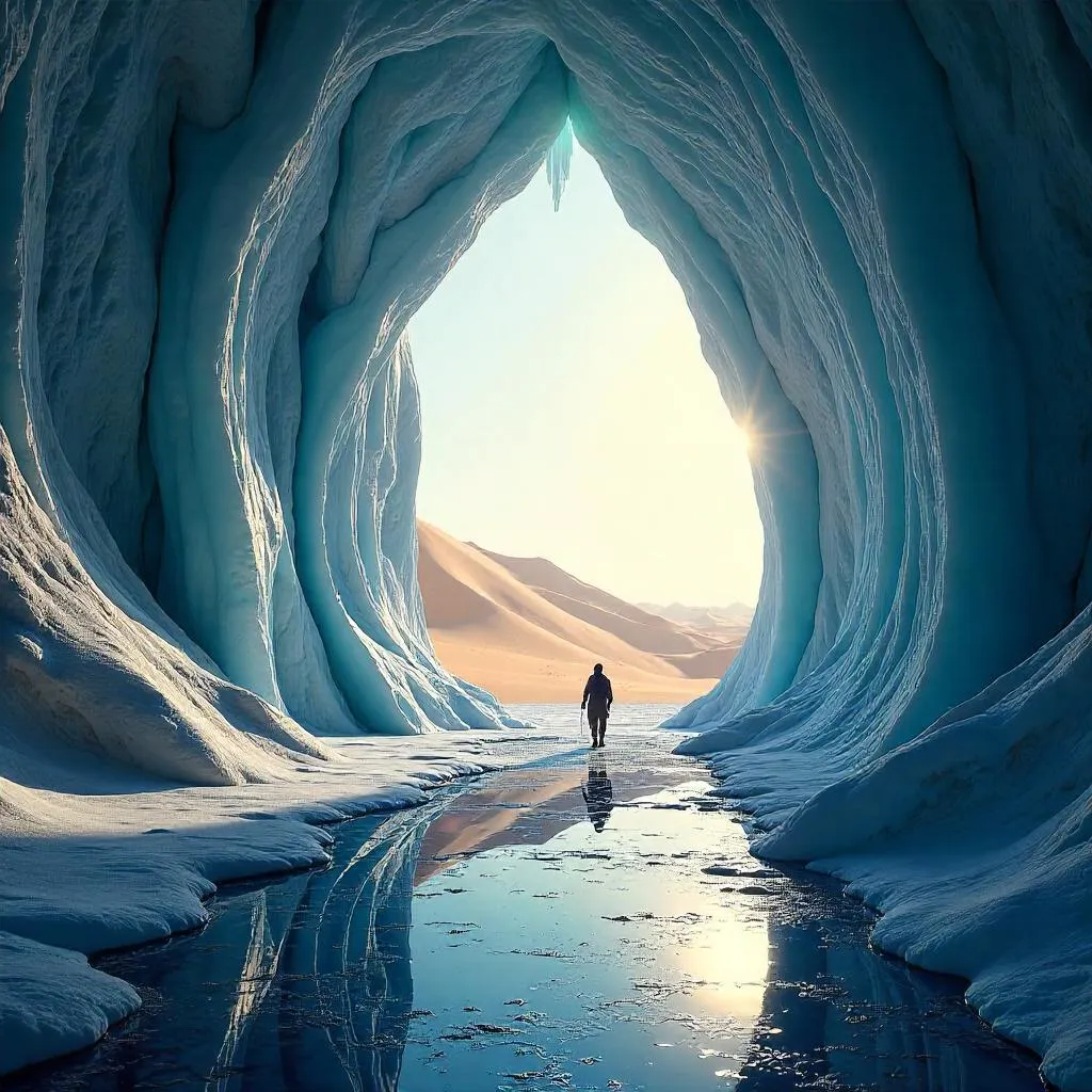 Desert within an Ice Cave: Photorealistic Dreamscape