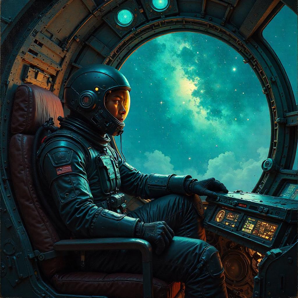 Pilot in an Alien Ship: An Oil Painting
