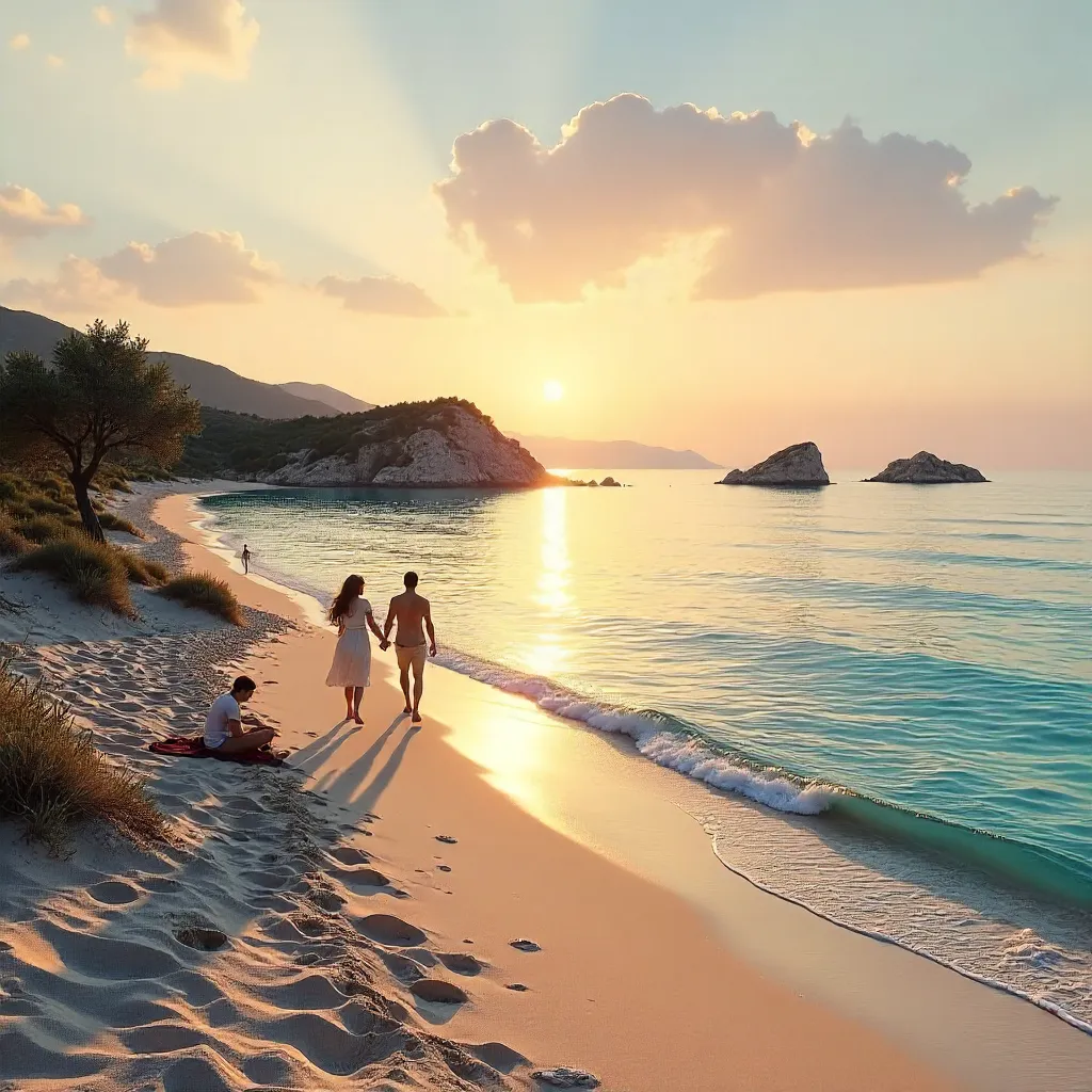 Ksamil Sunset: Tranquil Sandy Shore