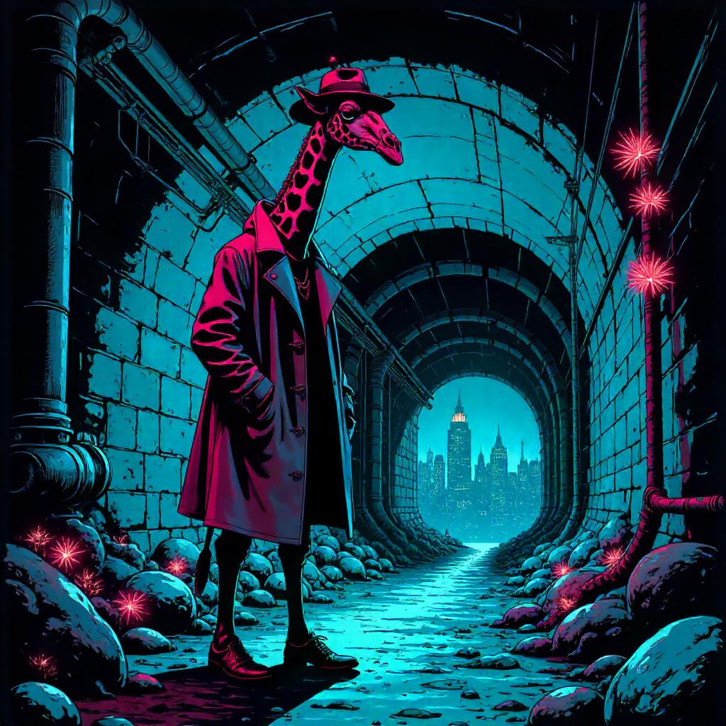Giraffe Noir in the Underground City