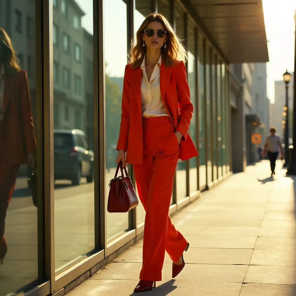 Confident Style by a Modern Glass Building