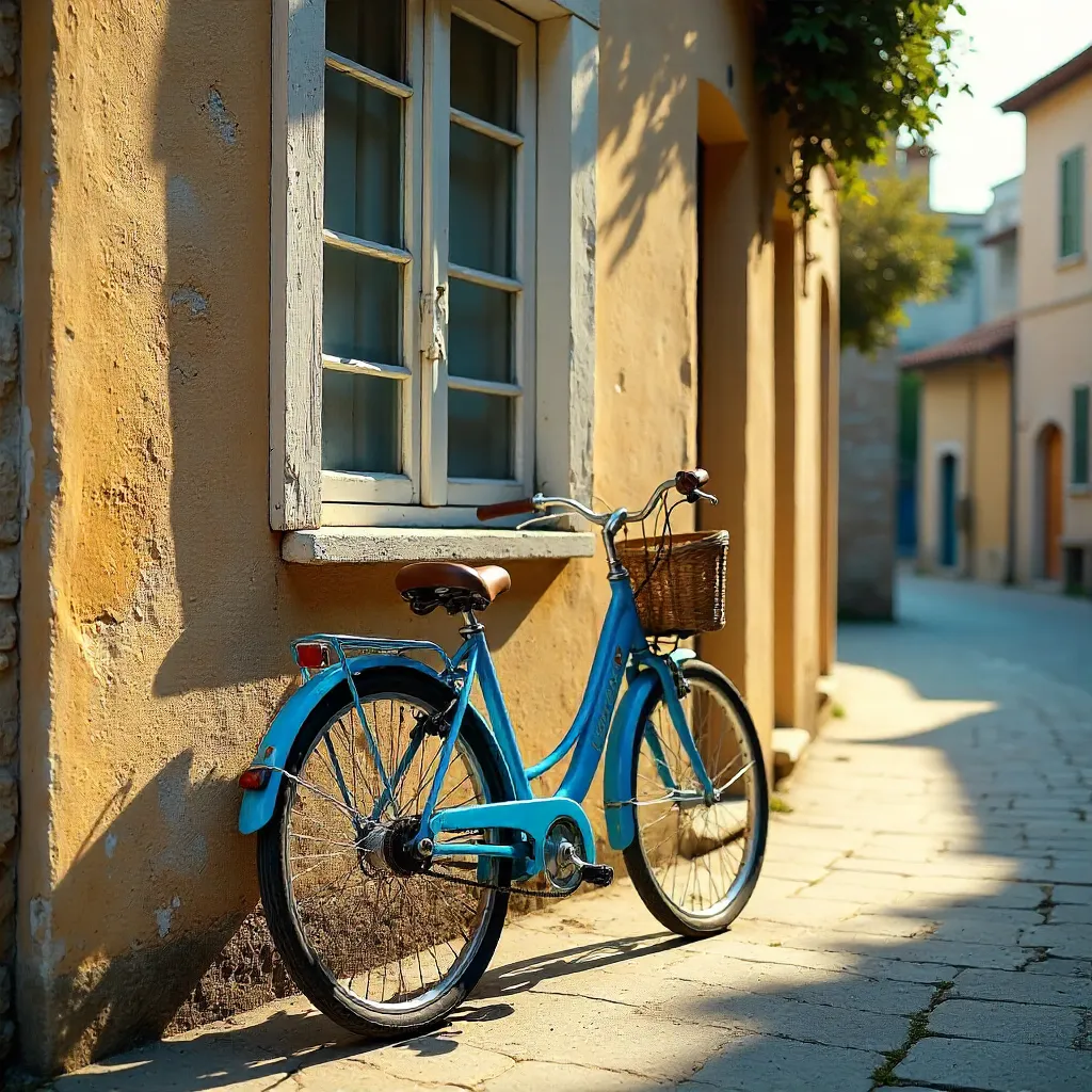 Blue Vintage Bicycle by a Textured Turkish Wall