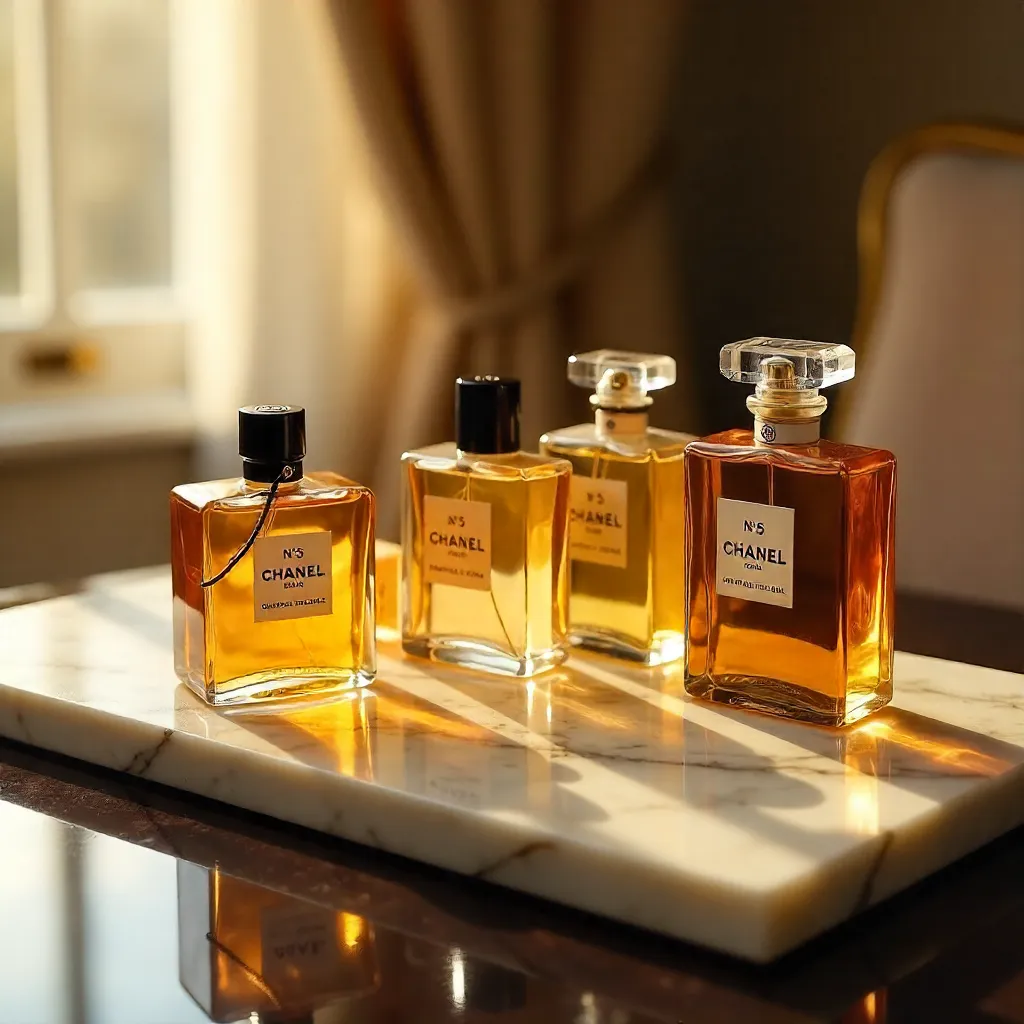 Luxurious Chanel Perfume Still Life in Warm Light