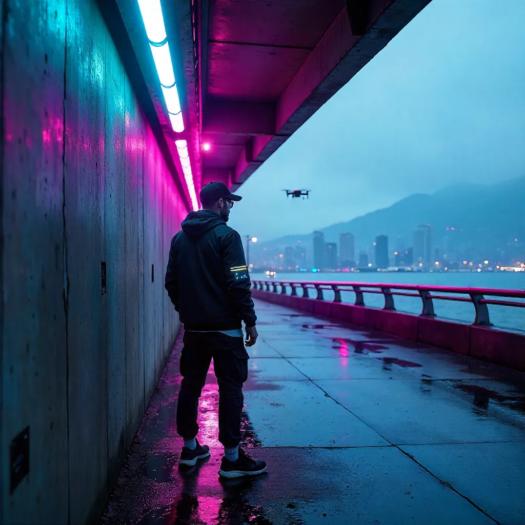Neon Night in Futuristic Vancouver