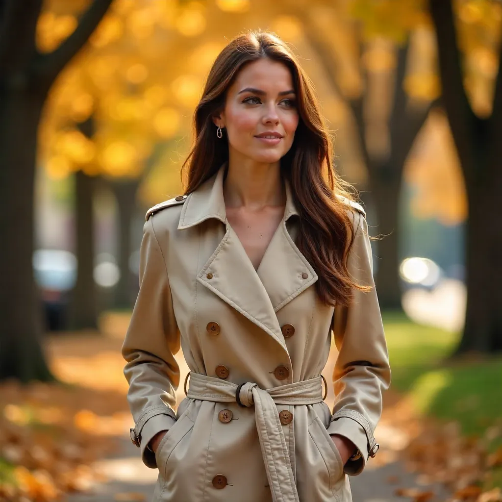Autumn Trench Portrait in Golden Hour