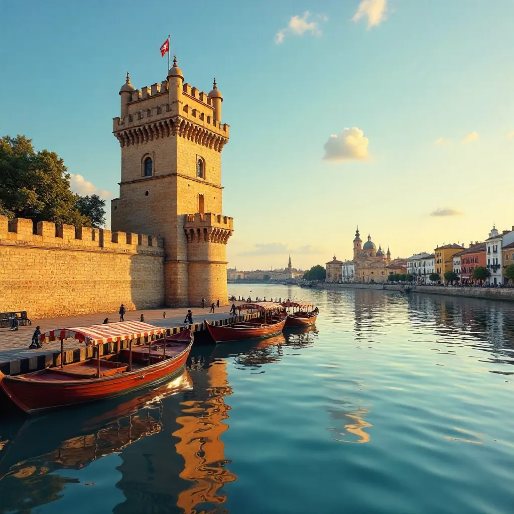 Torre del Oro by Guadalquivir with Riverboats